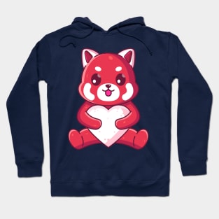 Cute red panda sitting hugging love Hoodie